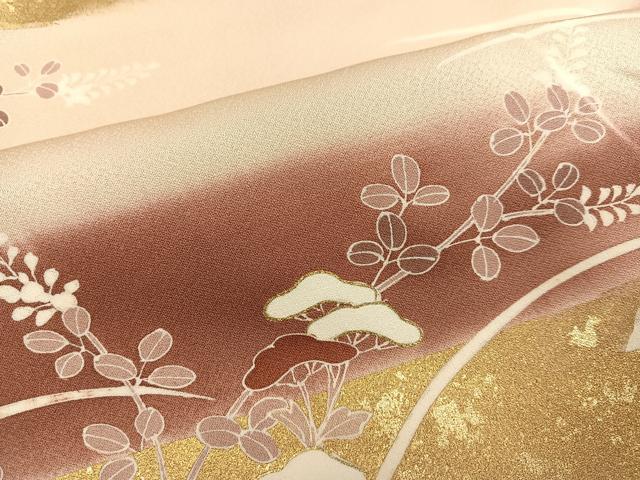 平和屋着物●訪問着 駒刺繍 草花文 暈し染め 金彩 正絹 逸品 AABI8637ph