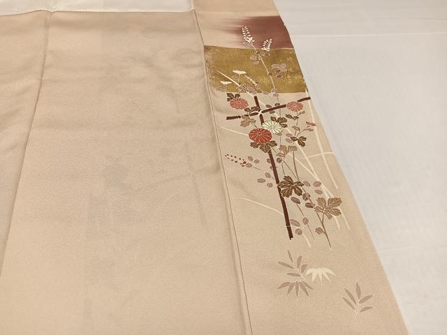 平和屋着物●訪問着 駒刺繍 草花文 暈し染め 金彩 正絹 逸品 AABI8637ph