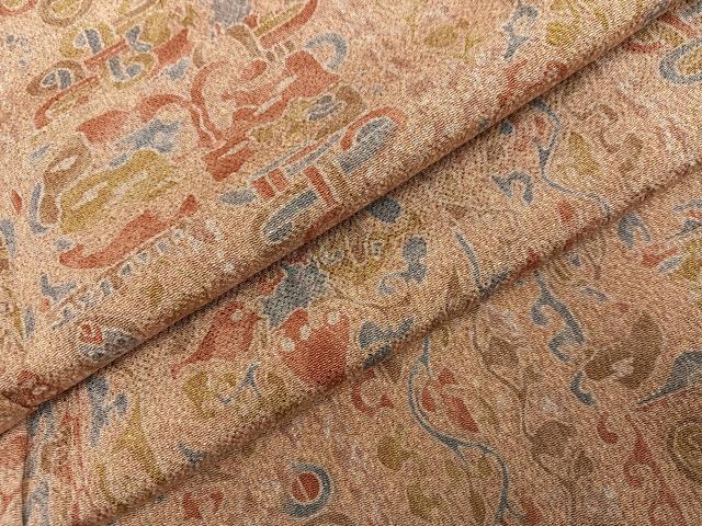 平和屋着物●上質な小紋 幾何学文様 鬼しぼ縮緬 正絹 逸品 AABI8640ph