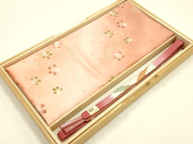 平和屋本店●和装小物 帯締め・帯揚げセット 高麗組 綾出し 舞花文 金銀糸 暈し染め 正絹 逸品 未使用 AABI8641ay