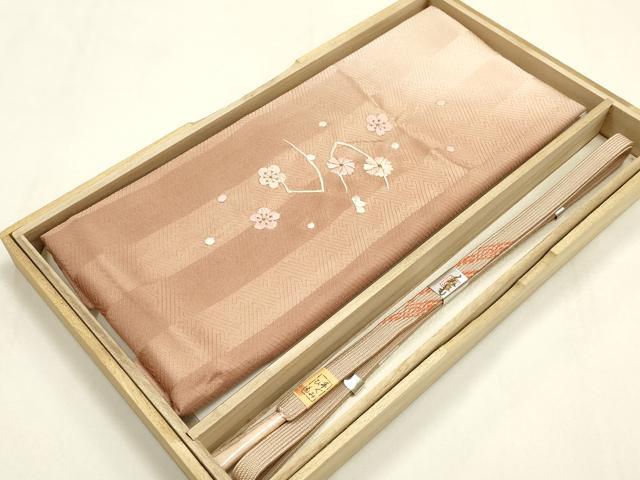 平和屋本店●和装小物 帯締め・帯揚げセット 高麗組 綾出し 刺繍 金糸 暈し染め 正絹 逸品 未使用 AABI8647ay