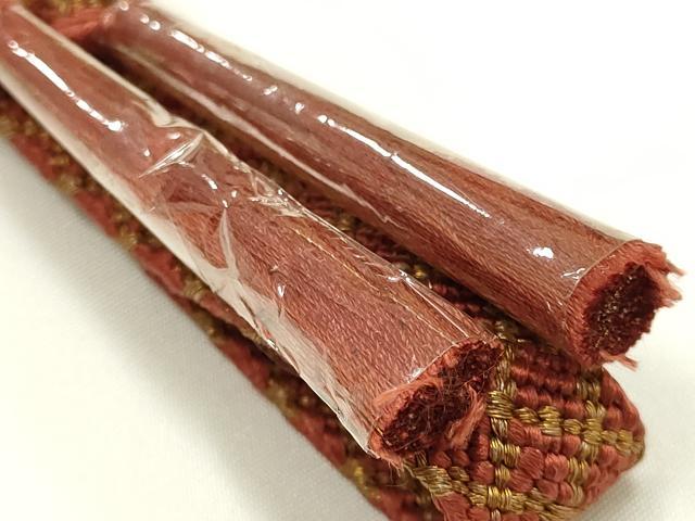 平和屋本店●和装小物 帯締め・帯揚げセット 平組 暈し たたき染め 金糸 金彩 正絹 逸品 未使用 AABI8649ay