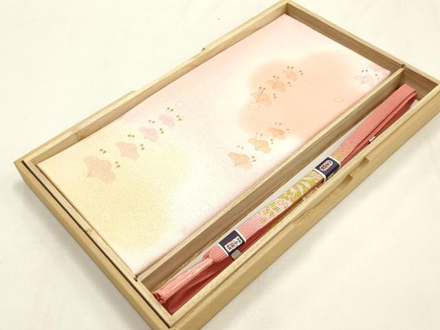平和屋本店●和装小物 帯締め・帯揚げセット 高麗組 綾出し 暈し 金糸 金彩 正絹 逸品 未使用 AABI8650ay