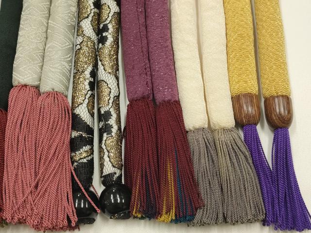 平和屋着物●和装小物 上質な帯締め10本セット 丸ぐけ 金糸 暈し染め 撚り房 逸品 未使用品あり AABI8653ay