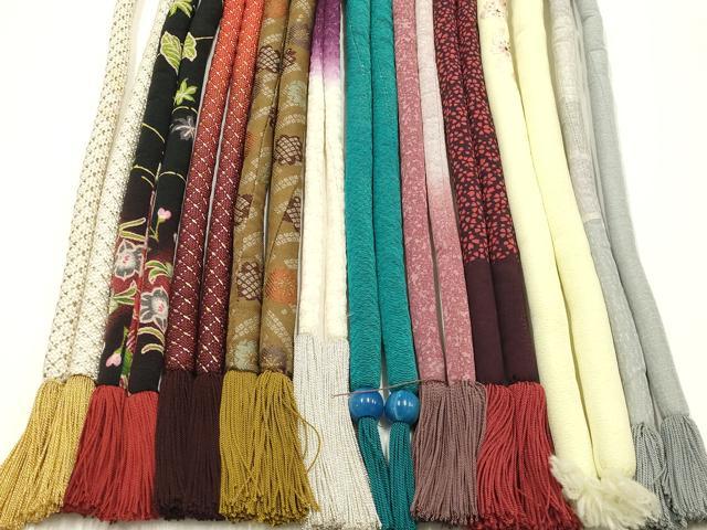 平和屋着物●和装小物 上質な帯締め10本セット 丸ぐけ 刺繍 金銀糸 銀通し地 暈し染め 飾り玉 撚り房 逸品 AABI8657ay