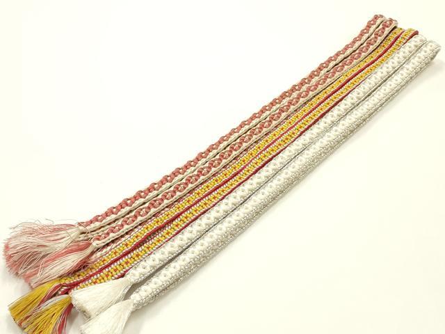 平和屋着物●和装小物 上質な帯締め3本セット 小桜組 銀糸 正絹 逸品 AABI8661ay