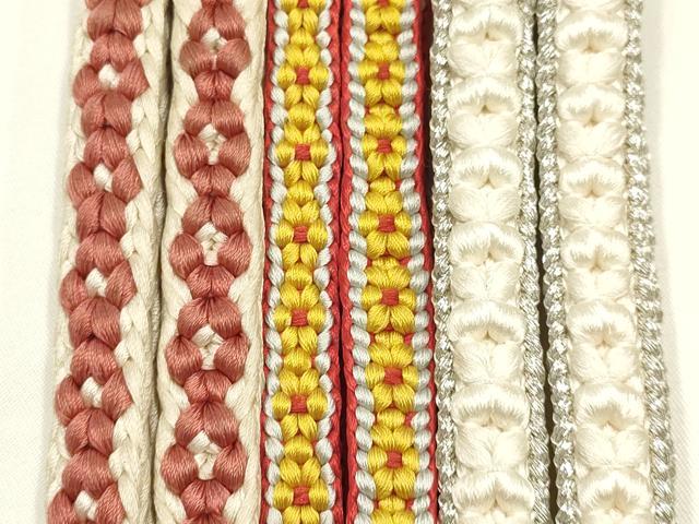平和屋着物●和装小物 上質な帯締め3本セット 小桜組 銀糸 正絹 逸品 AABI8661ay