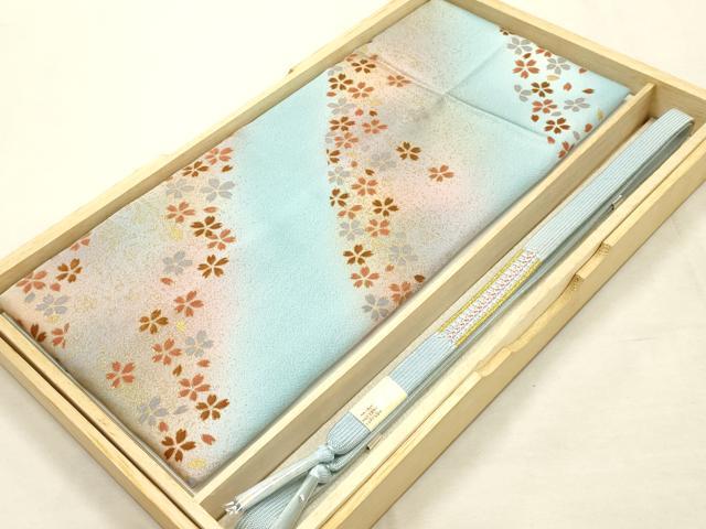 平和屋本店●和装小物 帯締め・帯揚げセット 高麗組 舞花文 金糸 金彩 暈し染め 正絹 逸品 未使用品あり AABI8678ay