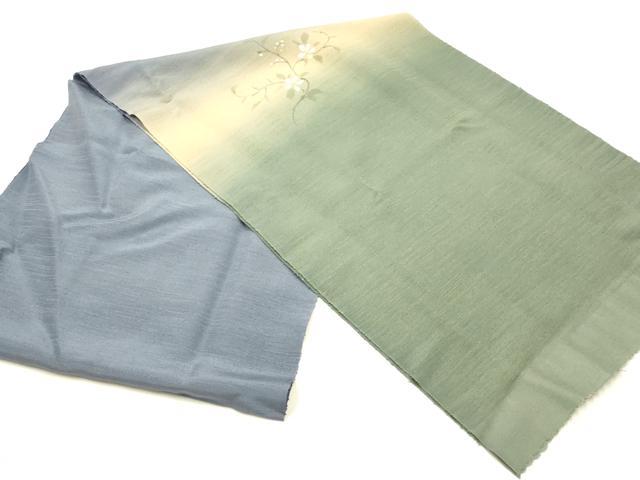 平和屋本店●和装小物 帯締め・帯揚げセット 高麗組 綾出し 蔦草花文 金糸 金彩 暈し染め 正絹 逸品 未使用 AABI8680ay