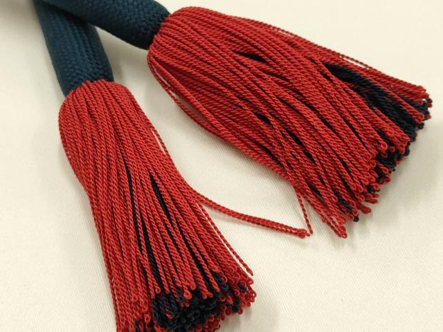 平和屋本店●和装小物 振袖用帯締め・帯揚げセット 丸ぐけ 総絞り 暈し染め 撚り房 正絹 逸品 AABI8682ay