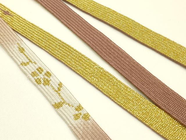 平和屋本店●和装小物 帯締め・帯揚げセット 高麗組 綾出し 金糸 暈し染め 正絹 逸品 未使用 AABI8684ay