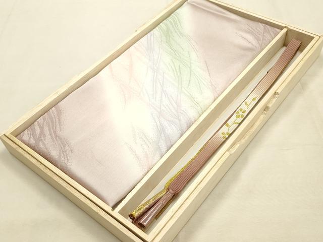 平和屋本店●和装小物 帯締め・帯揚げセット 高麗組 綾出し 金糸 暈し染め 正絹 逸品 未使用 AABI8684ay