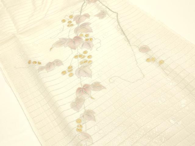 平和屋本店*夏物 和装小物 帯締め・帯揚げセット レース組 絽 葡萄蔦草文 金糸 金彩 暈し 逸品 未使用品あり AABI8693ay