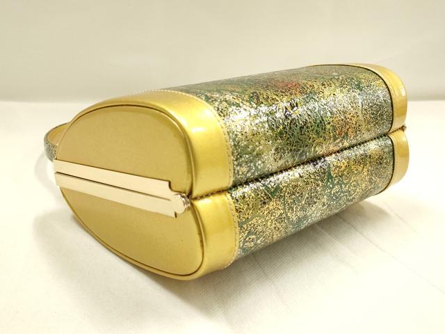 平和屋着物▼和装小物 和装バッグ・草履セット 金鷲本舗 東京謹製 キンワシ印 ハンドバッグ 唐草蔦の葉文 金銀彩 逸品 AABI8713ay