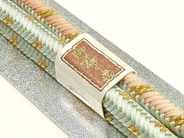 平和屋着物●和装小物 帯締め・帯揚げセット 丸組 舞花文 桜 金糸 金彩 暈し染め 逸品 未使用 AABI8742ay