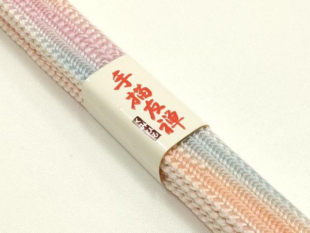 平和屋着物●和装小物 帯締め・帯揚げセット 手描友禅 京友禅 平組 霞文 金通し地 暈し染め 正絹 逸品 未使用 AABI8743ay