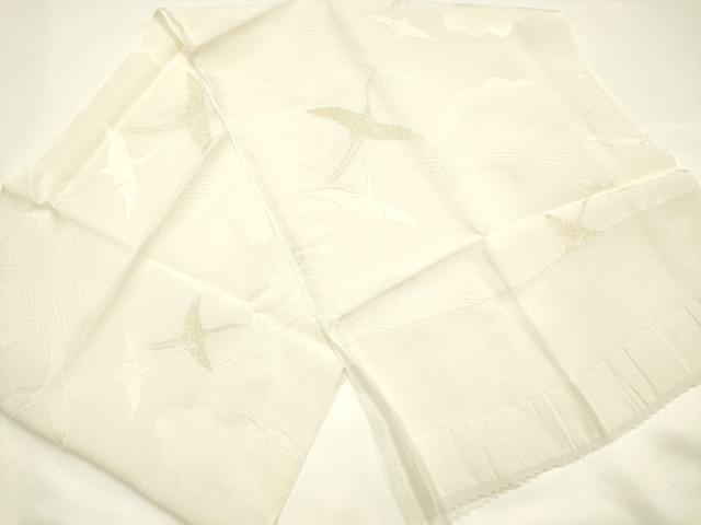 平和屋着物●和装小物 帯締め・帯揚げ・扇子セット 美保姿本舗 丸組 飛鶴文 金糸 逸品 未使用 AABI8748ay