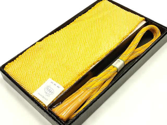 平和屋着物●和装小物 振袖用帯締め・帯揚げセット 総絞り 金糸 撚り房 正絹 逸品 未使用 AABI8749ay