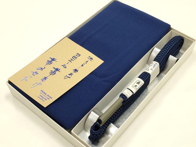 平和屋着物*夏物 和装小物 帯締め・帯揚げセット 平組 色無地 藍色 逸品 未使用 AABI8755ay