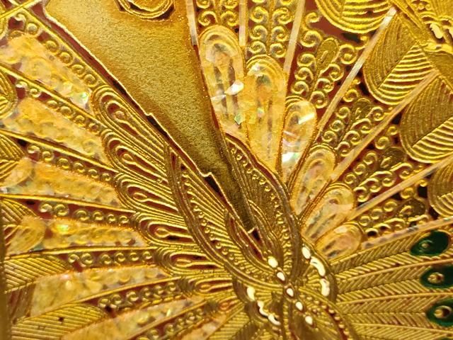 平和屋着物▼和装小物 和装バッグ 金鷲本舗 東京謹製 キンワシ印 ハンドバッグ 螺鈿 舞蝶文 金彩 逸品 AABI8761ay