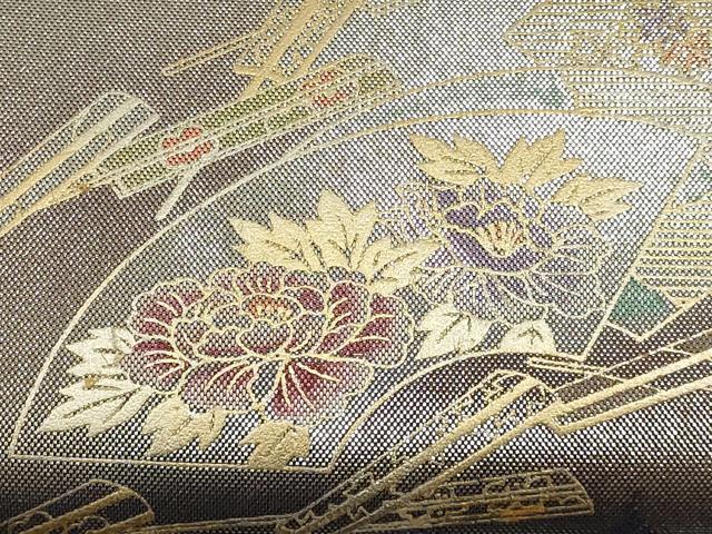 平和屋着物▼和装小物 和装バッグ 佐賀錦 ハンドバッグ クラッチバッグ 花ぎおん 扇面花文 銀糸 金彩 逸品 AABI8769ay