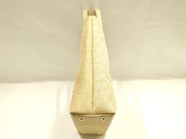平和屋着物▼和装小物 和装バッグ ハンドバッグ トートバッグ 花柄 笹蔓 金糸 逸品 AABI8783ay