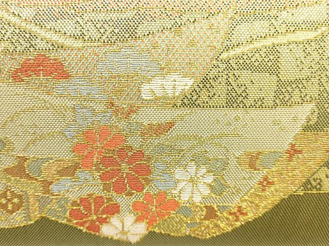 平和屋着物▼和装小物 和装バッグ 佐賀錦 ハンドバッグ 吉祥花文 金糸 逸品 AABI8785ay