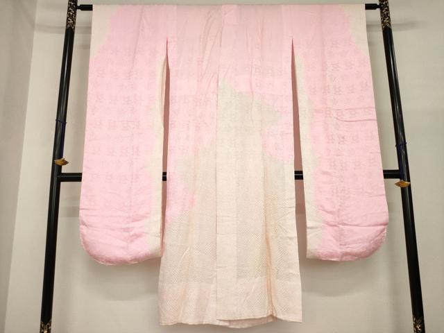 平和屋着物●振袖用長襦袢 無双仕立て 絞り 紗綾形花文 正絹 逸品 AABI8807ck
