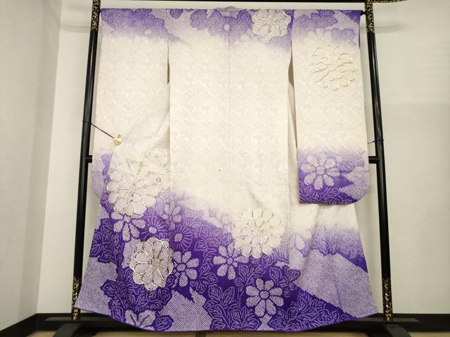 平和屋着物●豪華振袖 総絞り 駒刺繍 舞花文 暈し染め やまと誂製 正絹 逸品 AABI8808ck
