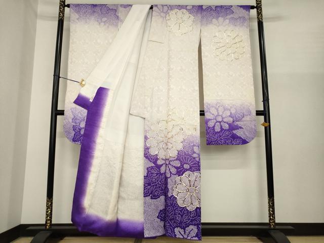 平和屋着物●豪華振袖 総絞り 駒刺繍 舞花文 暈し染め やまと誂製 正絹 逸品 AABI8808ck
