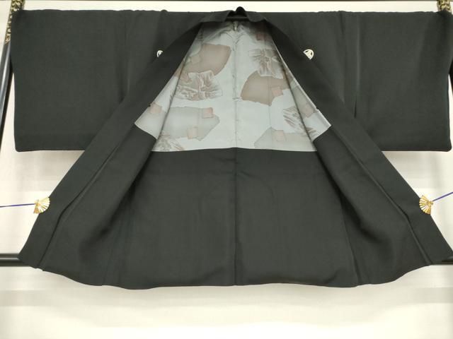 平和屋着物●男性 黒紋付・羽織セット 正絹 逸品 AABI8810ck