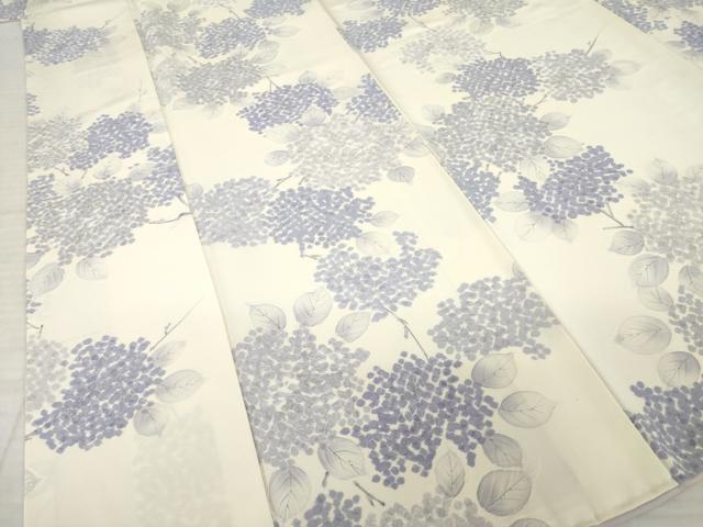 平和屋着物●上質な小紋 手描き 地紋起こし 紫陽花 正絹 逸品 AABI8814ck
