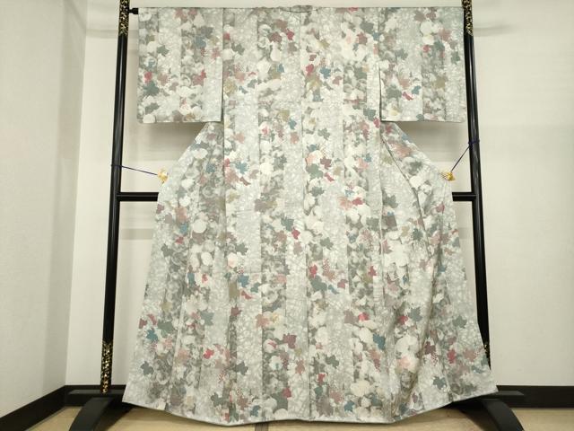 平和屋着物●上質な小紋 地紋起こし 蔦草間道 正絹 逸品 AABI8815ck