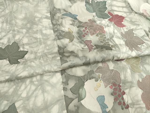 平和屋着物●上質な小紋 地紋起こし 蔦草間道 正絹 逸品 AABI8815ck