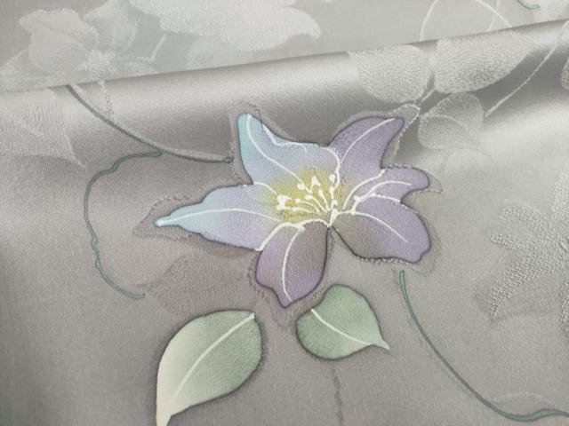 平和屋着物●安藤松岳 小紋 地紋起こし 花蔦草文 反端付き 正絹 逸品 未使用 AABI8816ck