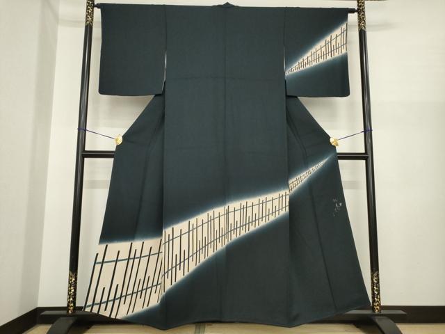 平和屋着物●書家 上村陽道 訪問着 抽象文様 暈し染め 丹後ちりめん 正絹 逸品 AABI8817ck