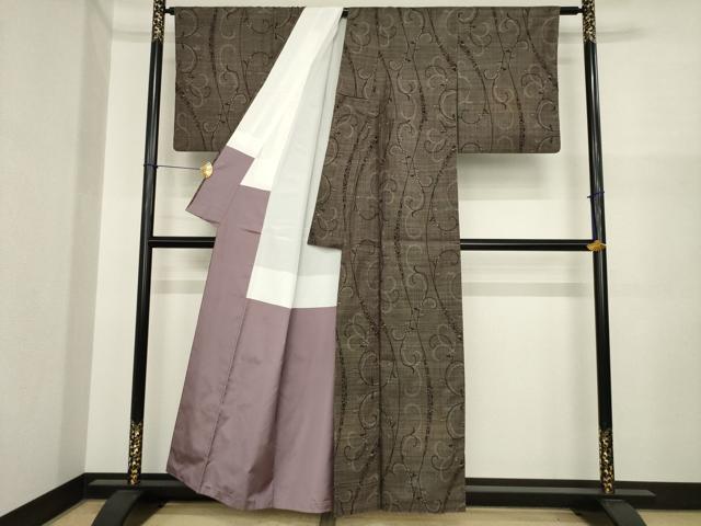 平和屋着物●本場大島紬 一元7マルキ 花唐草文 正絹 逸品 AABI8823ck