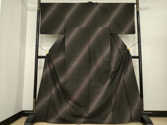 平和屋着物●本場大島紬 カタス9マルキ 幾何学文様 ロング丈 正絹 逸品 AABI8826ck