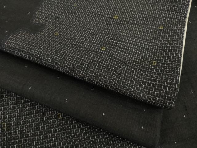 平和屋着物●結城紬 80亀甲 雪輪重ね間道 黒地 やまと誂製 正絹 逸品 AABI8827ck