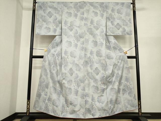 平和屋着物●本場大島紬 白大島 カタス9マルキ 総絣 雪輪花文 正絹 逸品 AABI8829ck
