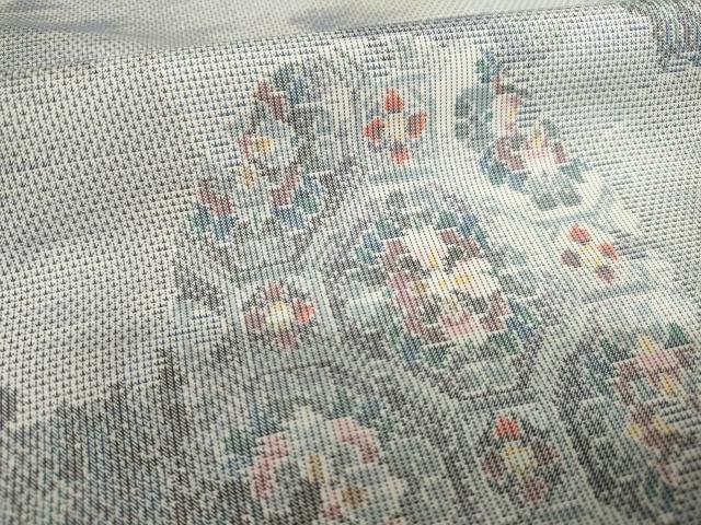 平和屋着物●本場大島紬 白大島 カタス9マルキ 総絣 雪輪花文 正絹 逸品 AABI8829ck