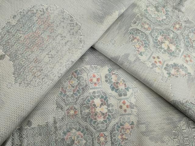 平和屋着物●本場大島紬 白大島 カタス9マルキ 総絣 雪輪花文 正絹 逸品 AABI8829ck