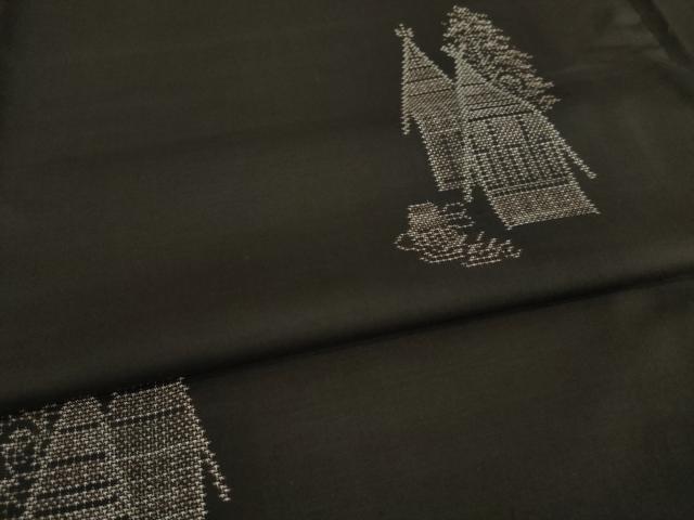 平和屋着物●本場大島紬 カタス9マルキ 地空き 風景文 正絹 逸品 AABI8830ck