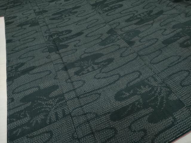 平和屋着物●結城紬 80亀甲 エ霞草花文 正絹 逸品 AABI8833ck