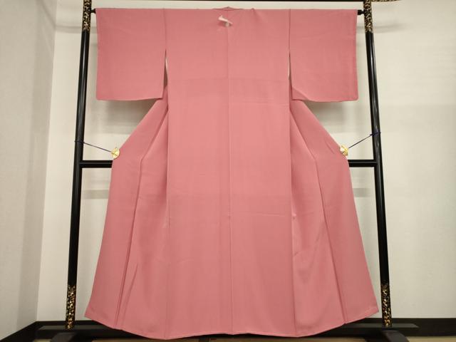平和屋着物●上質な色無地 甚三紅色 正絹 逸品 未使用 AABI8836ck
