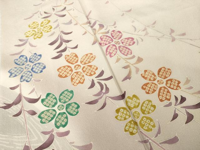 平和屋着物●訪問着 友禅 作家物 草花文 正絹 逸品 AABI8838ck