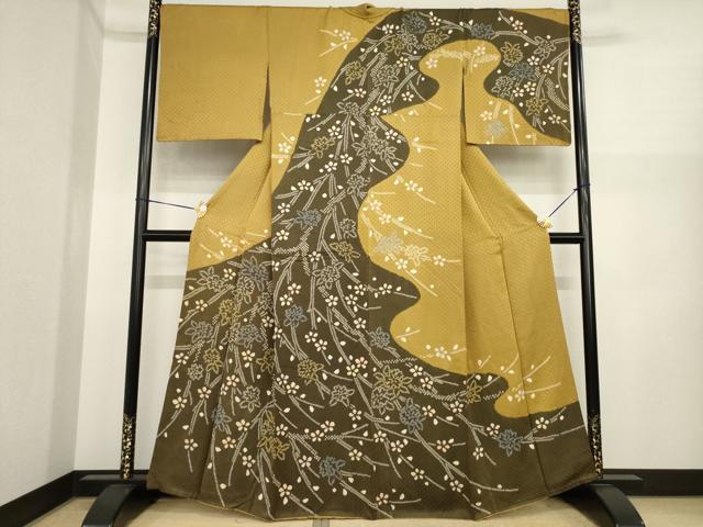 平和屋着物●訪問着 絞り 枝花文 正絹 逸品 AABI8840ck