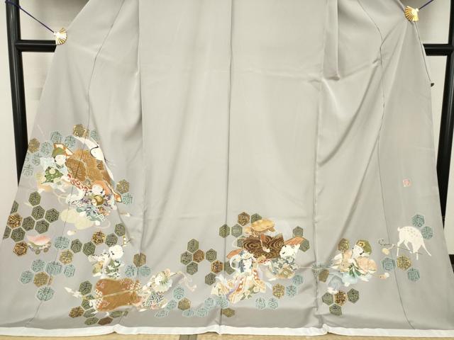 平和屋着物●色留訪問着 友禅 作家物 雷鳥 金彩 仮絵羽 正絹 逸品 未使用 AABI8845ck