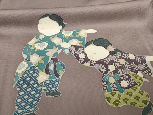平和屋着物●色留訪問着 友禅 人物文 丹後ちりめん 金彩 仮絵羽 正絹 逸品 未使用 AABI8846ck