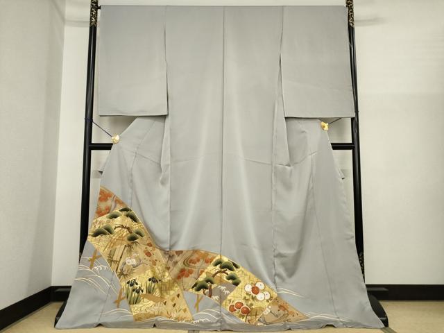 平和屋着物●色留訪問着 駒刺繍 吉祥文 金彩 仮絵羽 正絹 逸品 未使用 AABI8848ck